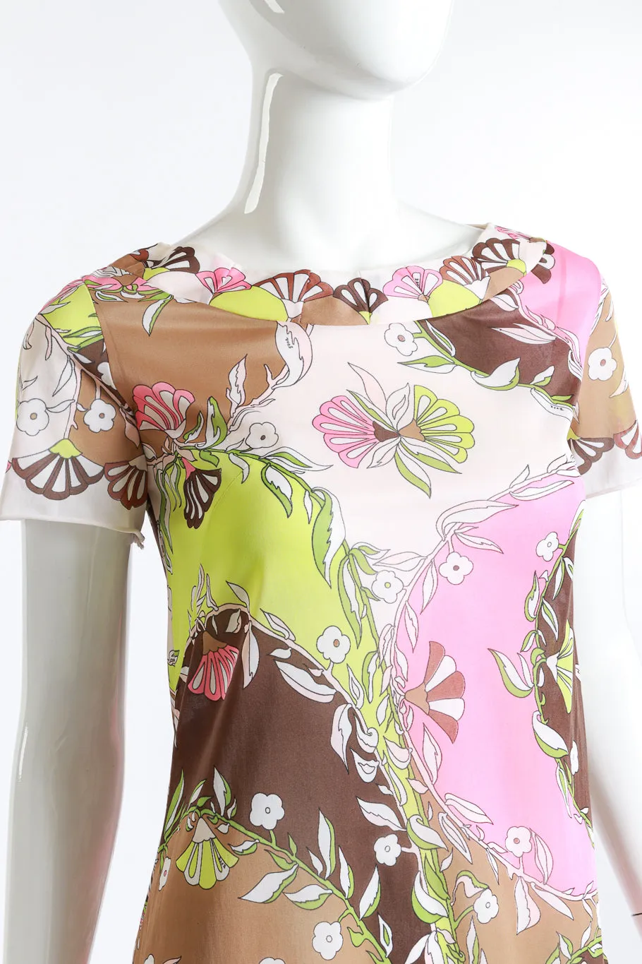 Floral Fan Short Sleeve Slip Dress