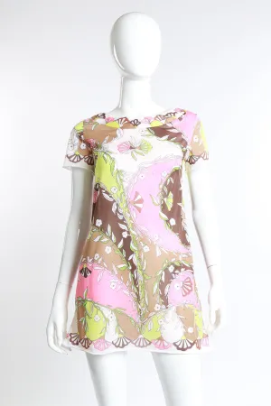 Floral Fan Short Sleeve Slip Dress