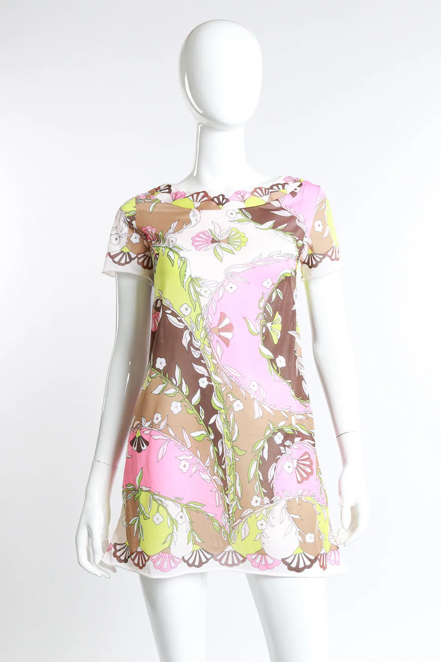 Floral Fan Short Sleeve Slip Dress
