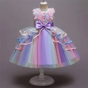 Flower Girl Unicorn Rainbow Wedding Party Dress