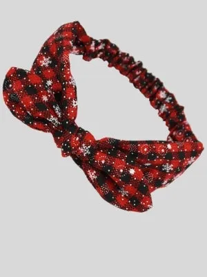 Girls Christmas Themed Plaid Bowtie Headband