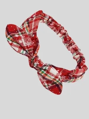 Girls Christmas Themed Plaid Bowtie Headband