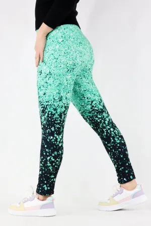 Glitter Burst Green - Casual Full Leggings