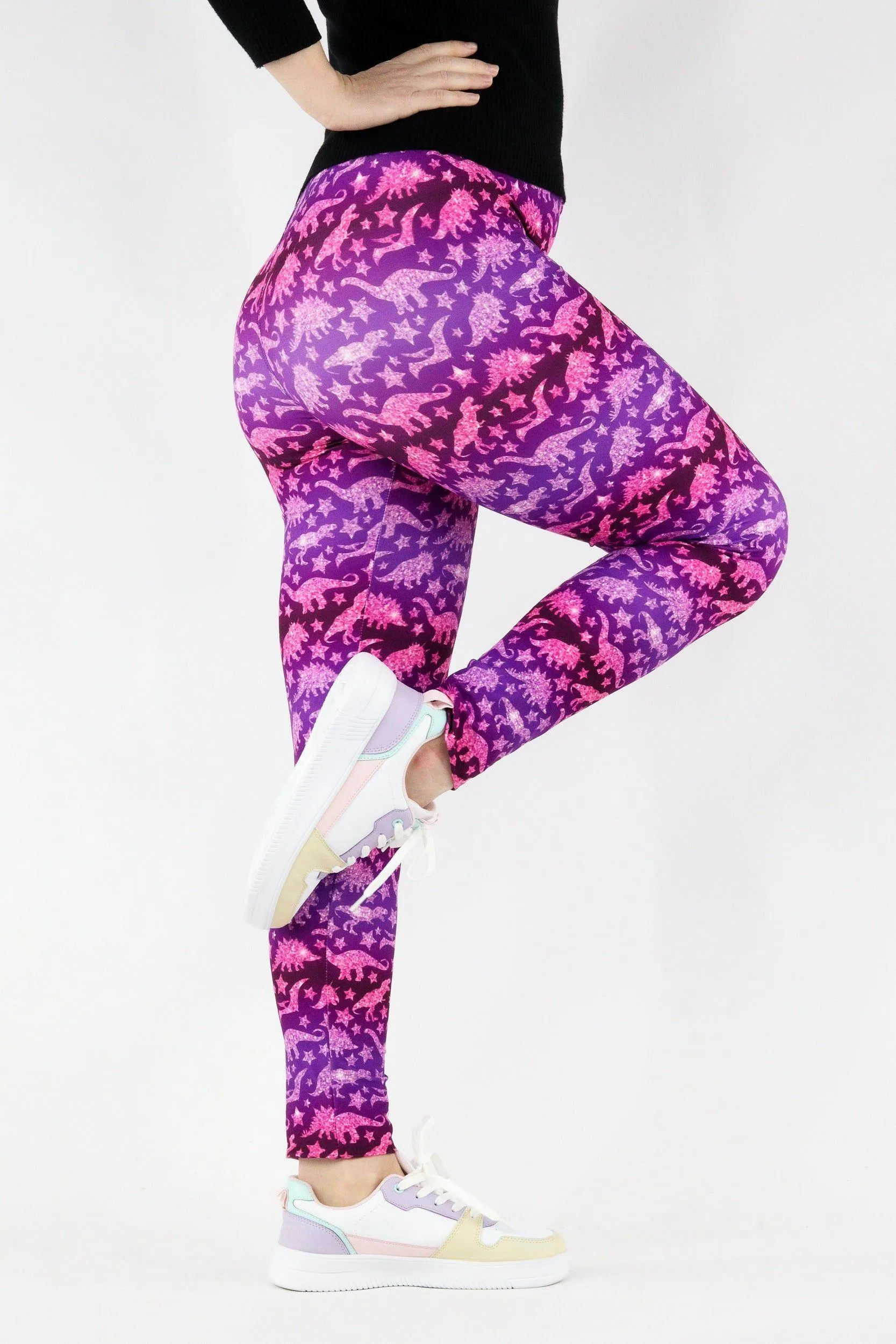 Glitter Dinosaur - Casual Full Leggings