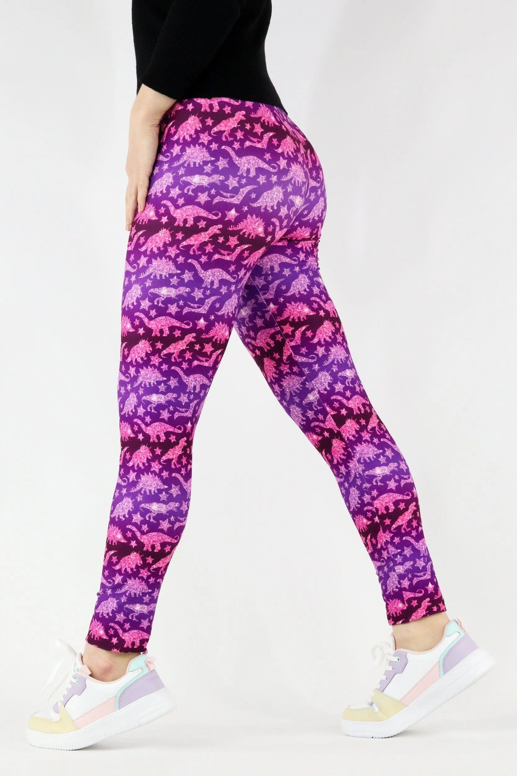 Glitter Dinosaur - Casual Full Leggings
