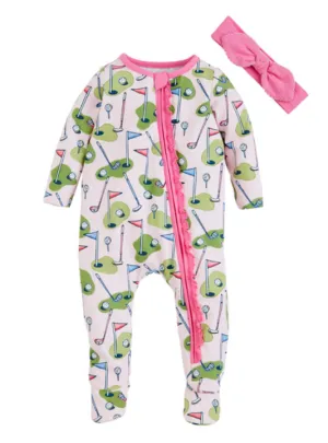 Golf Baby Sleeper Set - Pink