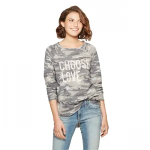 Grayson Threads Women's Long Sleeve CHOOSE LOVE Camo Graphic Thermal T-Shirt
