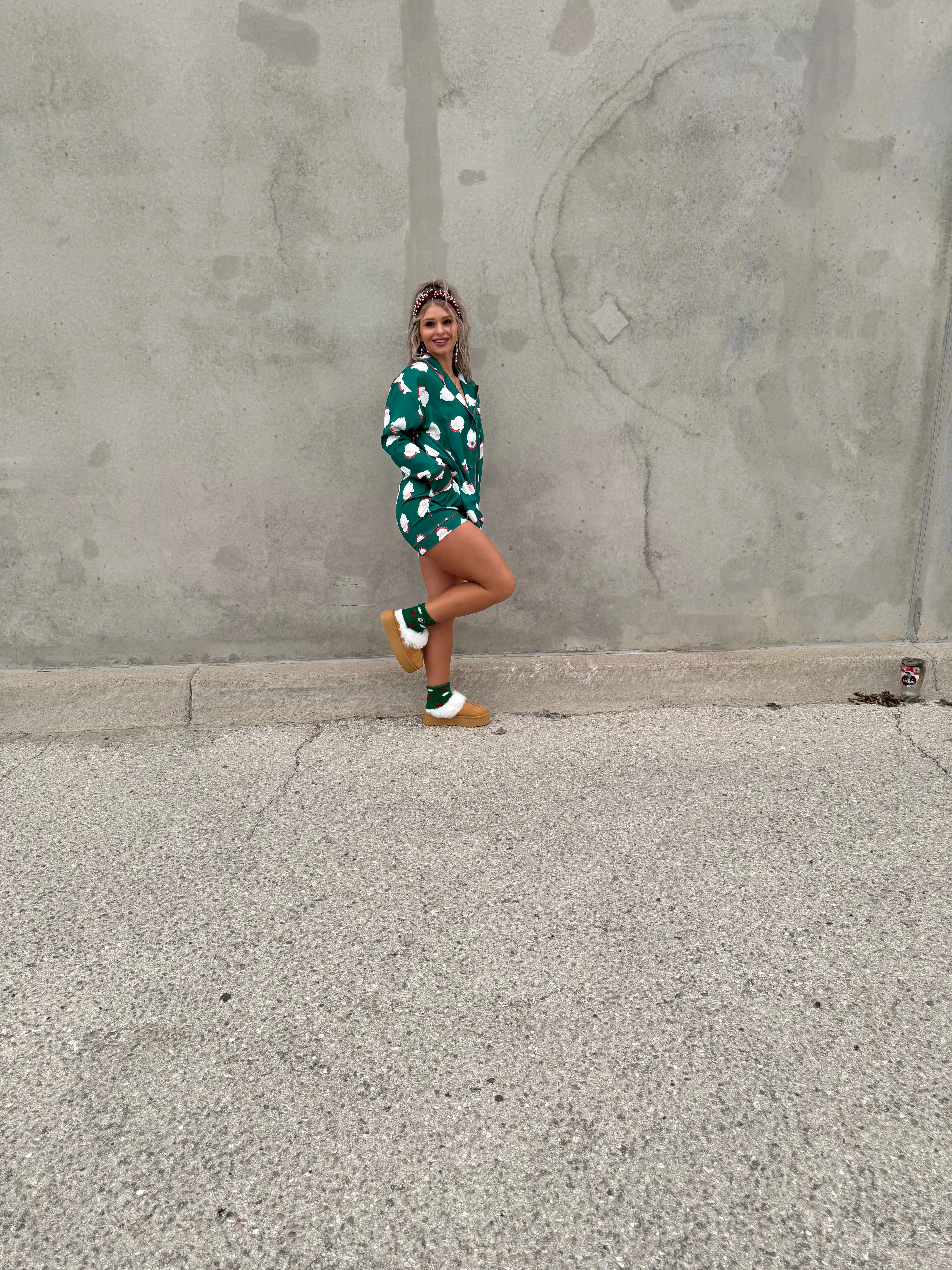 Green Santa Pajama Set