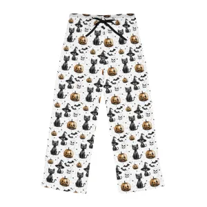 Halloween Women's Pajama Pants with Spooky Pumpkins and Cats