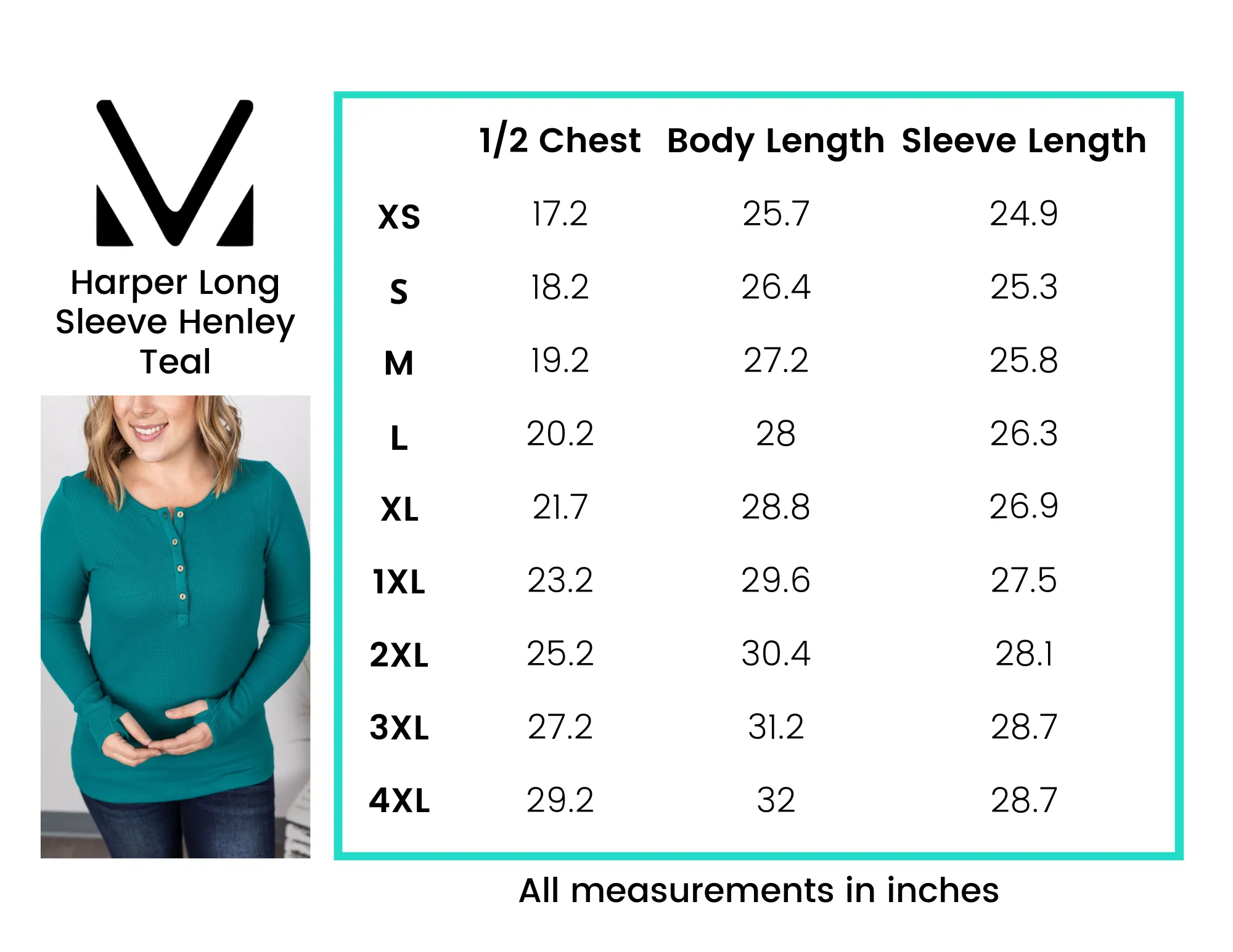 Harper Long-Sleeved Thermal Henley in Teal