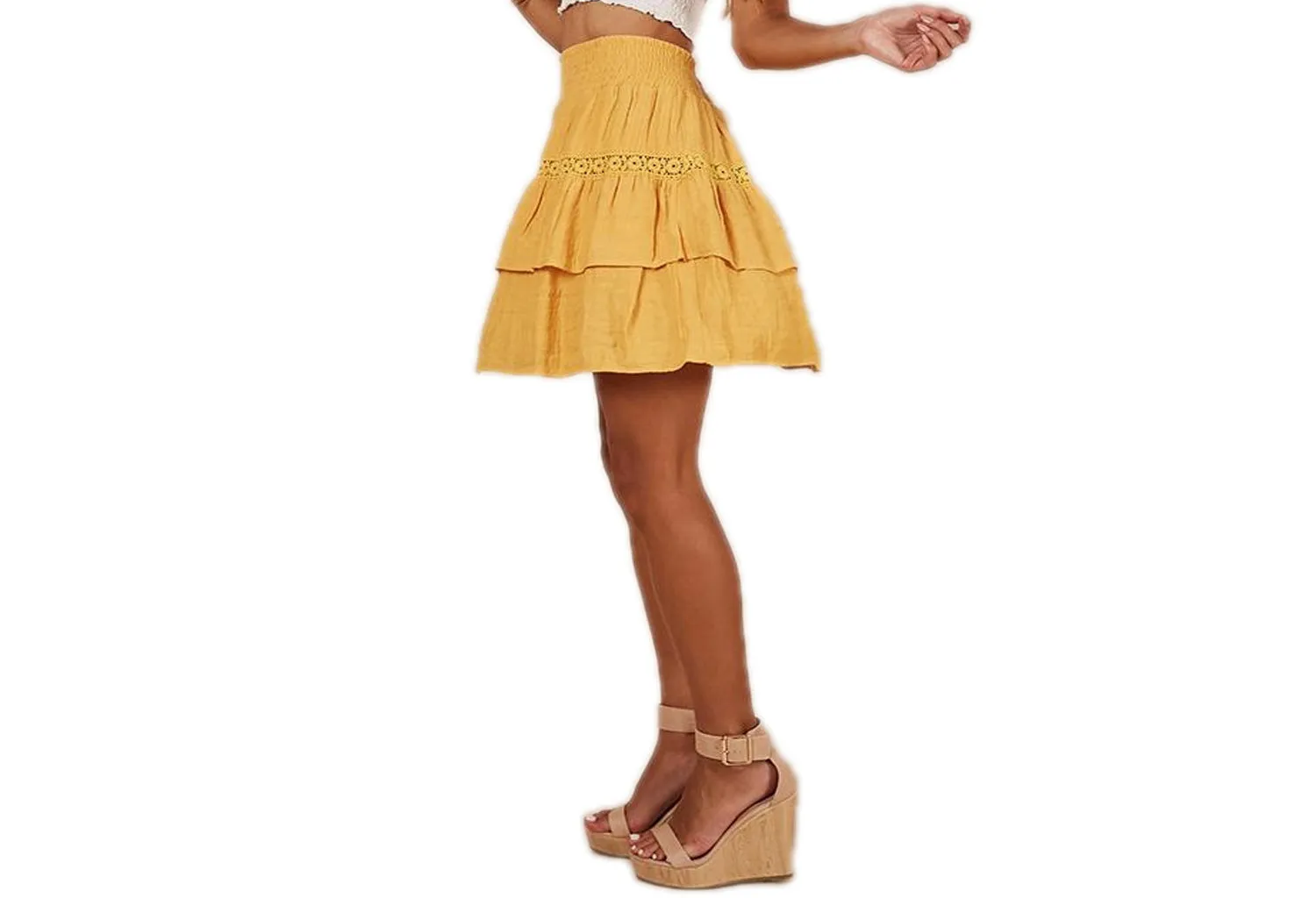 High Waist Short A-line Skirt Stitching Skirt