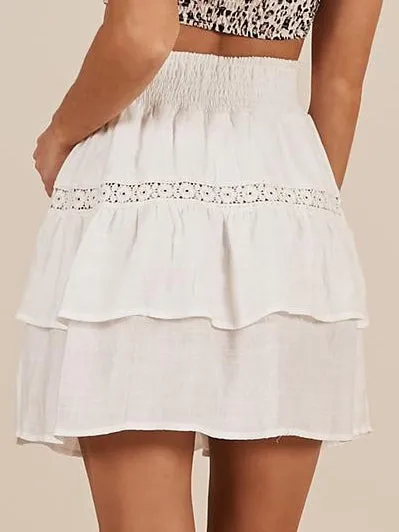 High Waist Short A-line Skirt Stitching Skirt