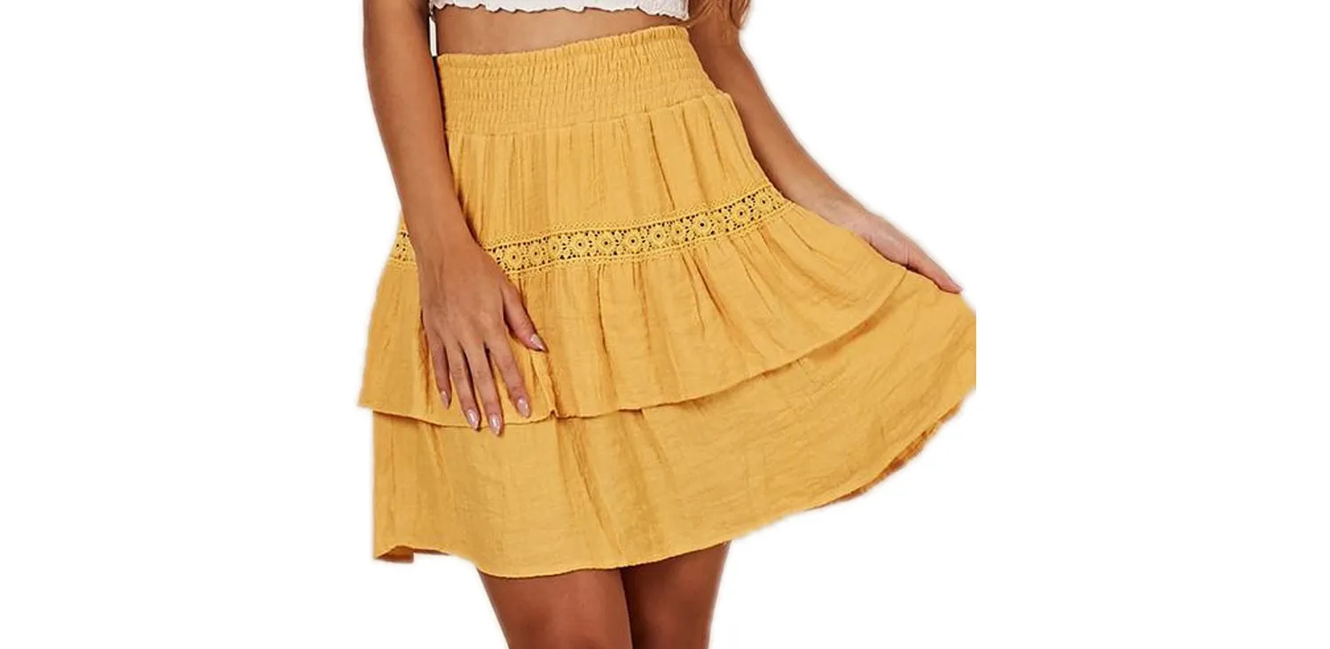 High Waist Short A-line Skirt Stitching Skirt
