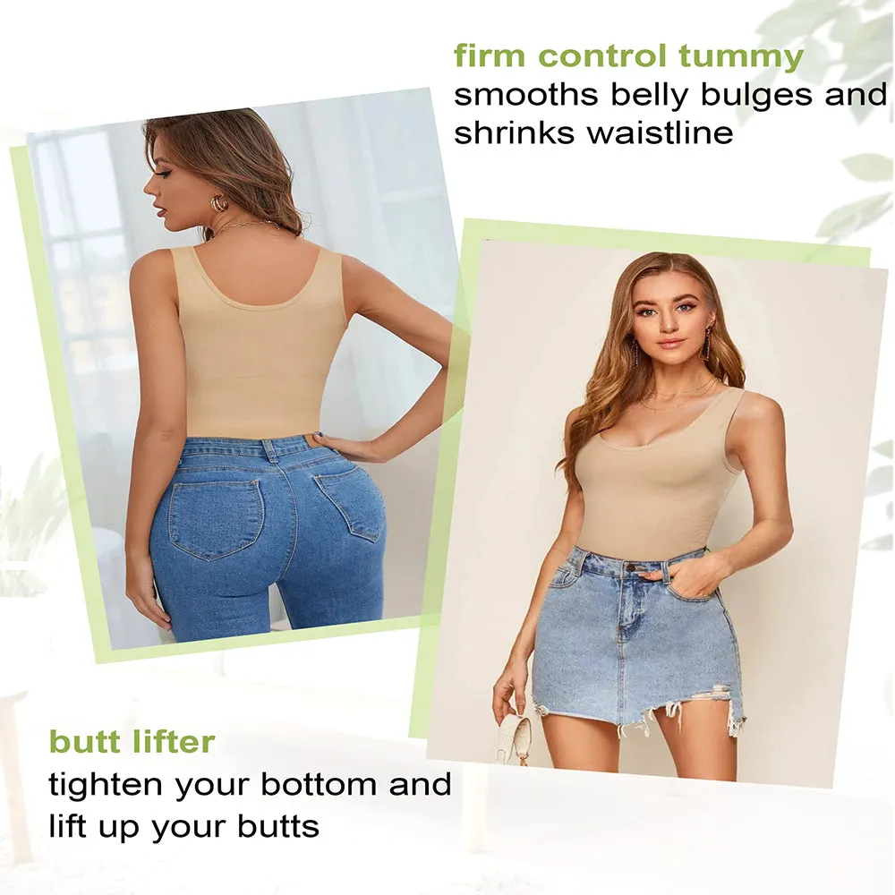 Junlan Women Scoop Neck Full Body Shaper Bodysuit