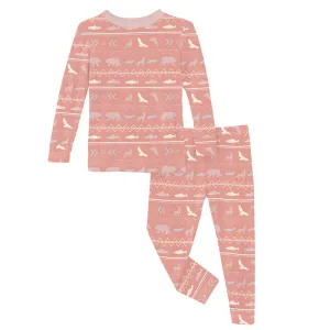 Kickee Pants Print Long Sleeve Pajama Set - Blush Native Tribal Lore