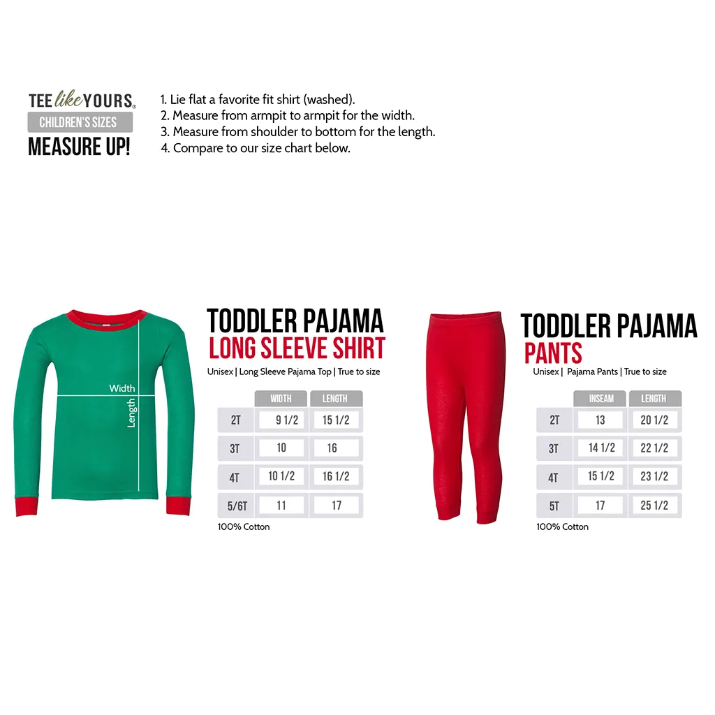 Kids Christmas Pajama Set with Custom Name, Toddler Size Christmas Pajamas, Personalized christmas pjs, Christmas PJs, Holiday Pajamas