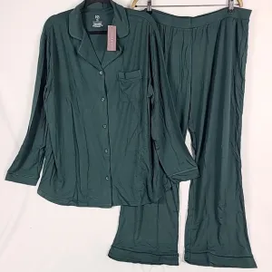 Kindred Bravely Women's Clea Bamboo Classic Long Sleeve Green Pajamas Set Sz 1X
