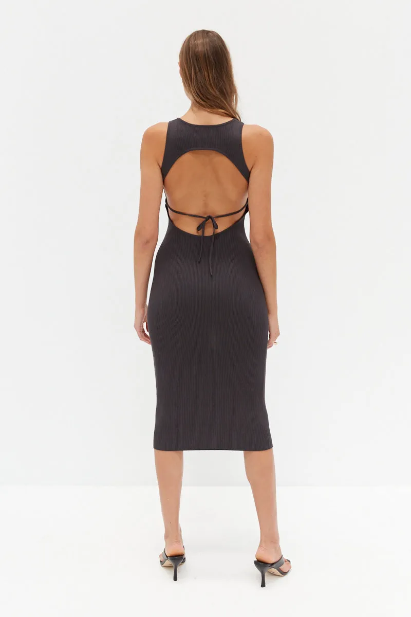 Knit Backless Dress - Grey