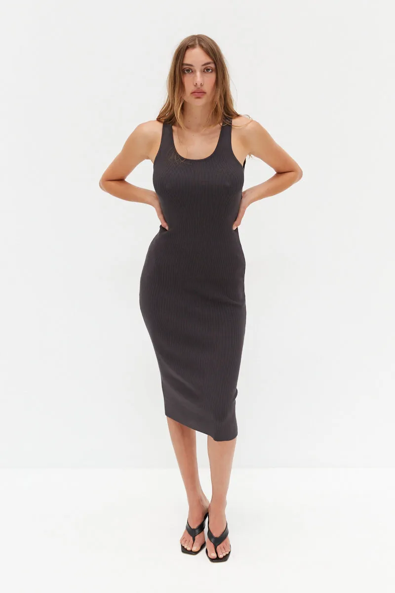 Knit Backless Dress - Grey