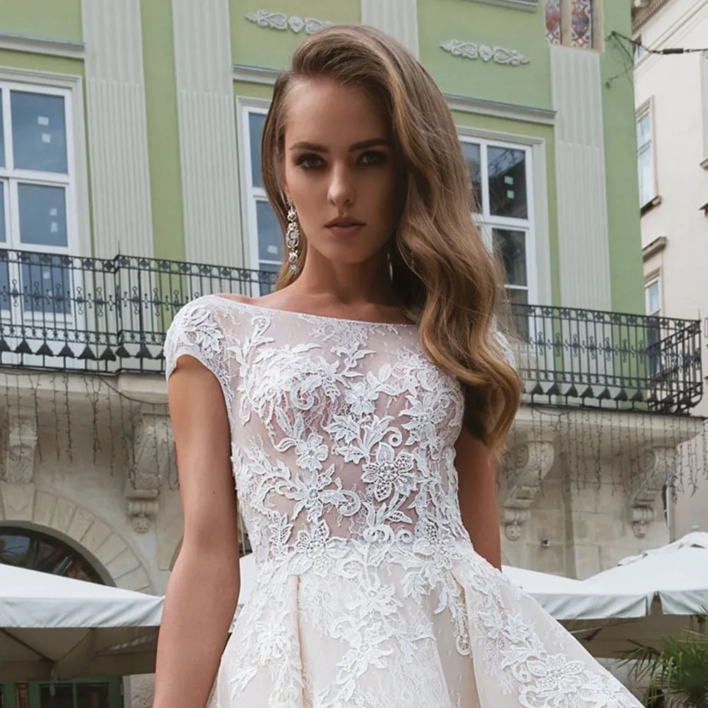 Lace High Long Wedding Dresses With Pockets