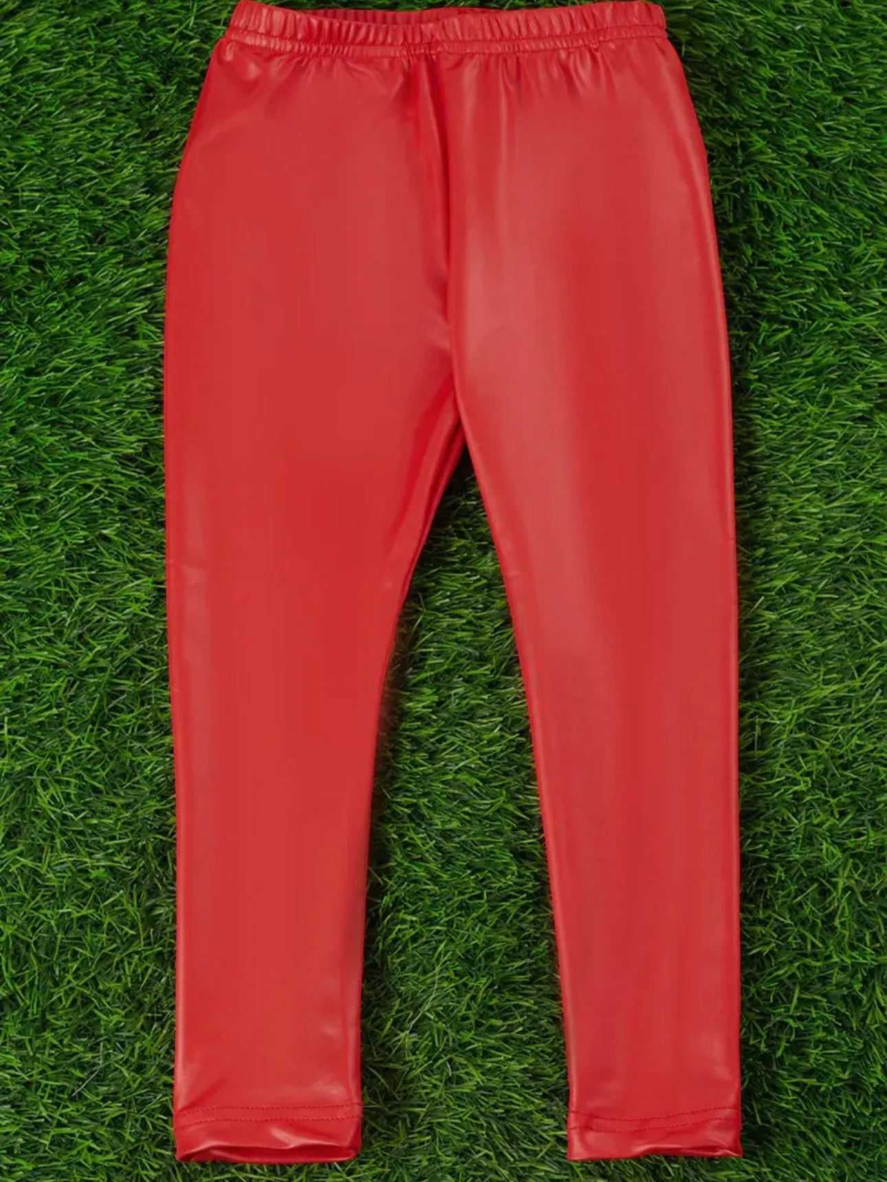 Leather Leggings Kids: Red