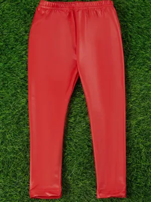 Leather Leggings Kids: Red