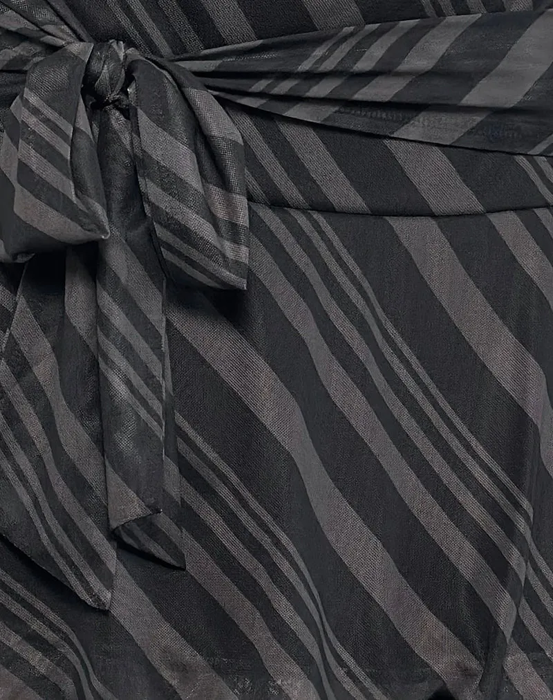 Libri Mini Skirt in Irregular Stripe Grey Black