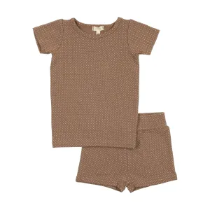 Lil Legs Dot Pajamas Set - Tan