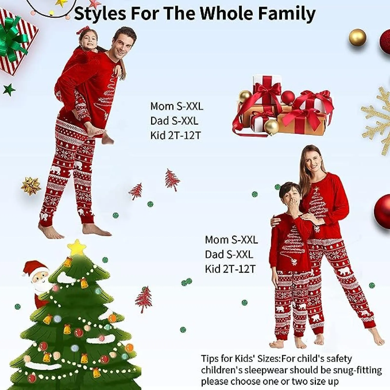 LOHILL Matching Christmas Pajamas Sets Matching Family Christmas PJs Xmas Printed Sleepwear Holiday Christmas Jammies