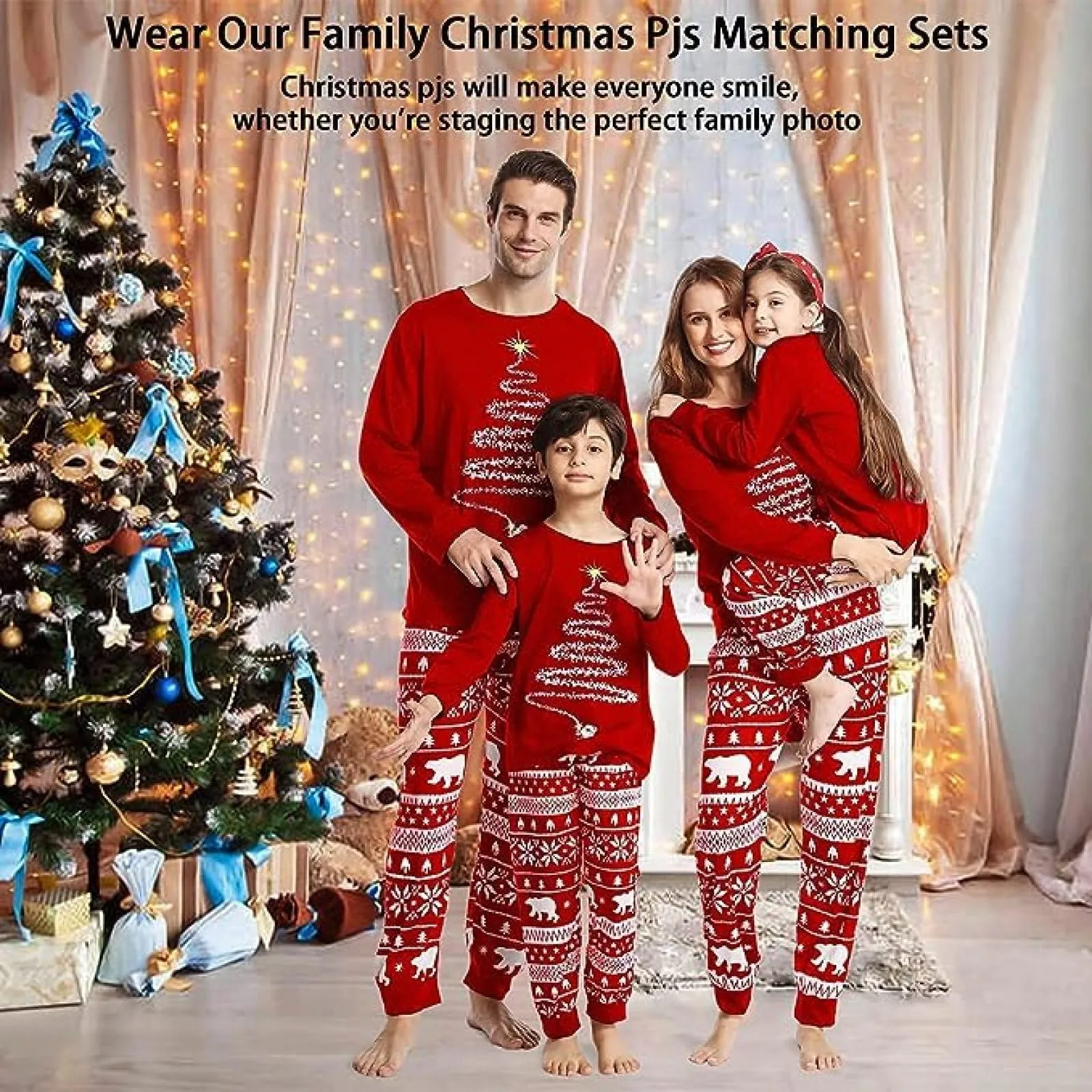 LOHILL Matching Christmas Pajamas Sets Matching Family Christmas PJs Xmas Printed Sleepwear Holiday Christmas Jammies