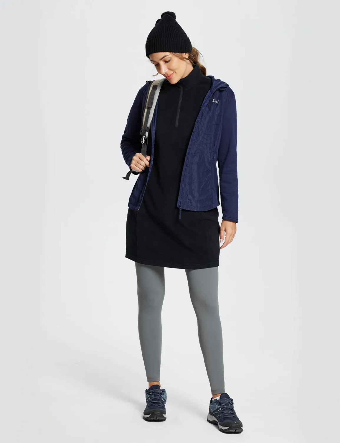 Long-Sleeve Quarter Zip Thermal Tunic Dress