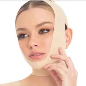 M&D Face Slimming Chin Strap Lipo Compression Garment Mentonera Postquirúrgica Facial Beige XL