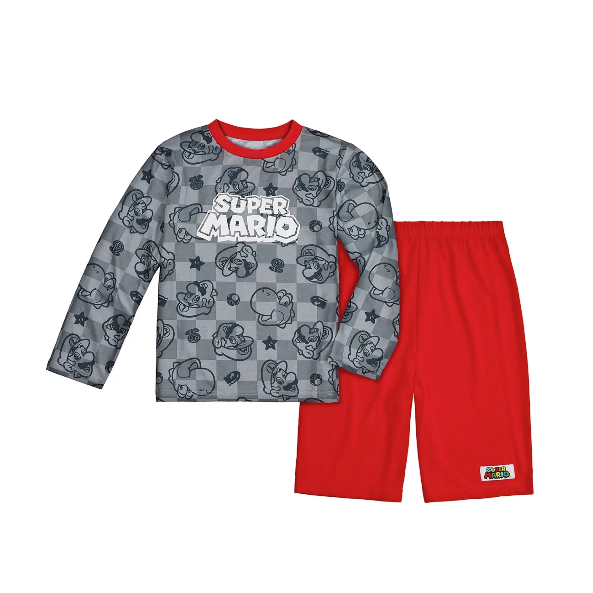 Mario Pajamas for Boys Super Mario Long Sleeve Kids PJs 2 Piece Sleep Set