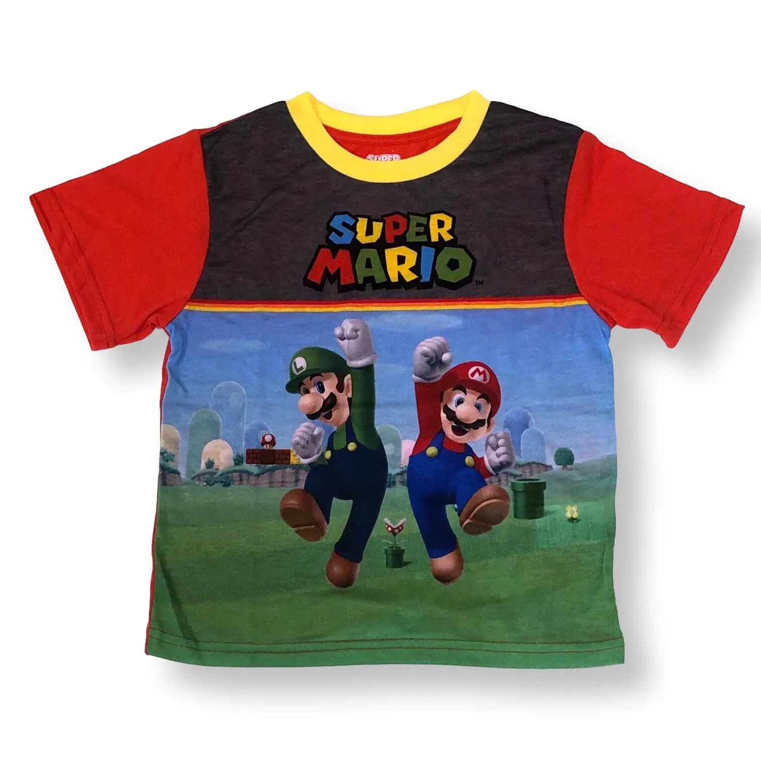 Mario Pajamas for Boys Super Mario Short Sleeve Kids PJs 3 Piece Sleep Set