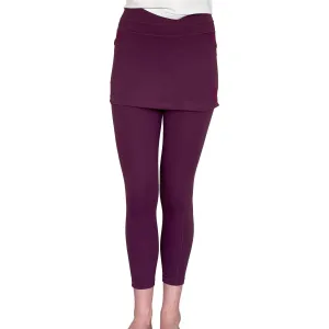 Maroon Red 7/8th's Ankle Length Skirted Leggings with Pockets