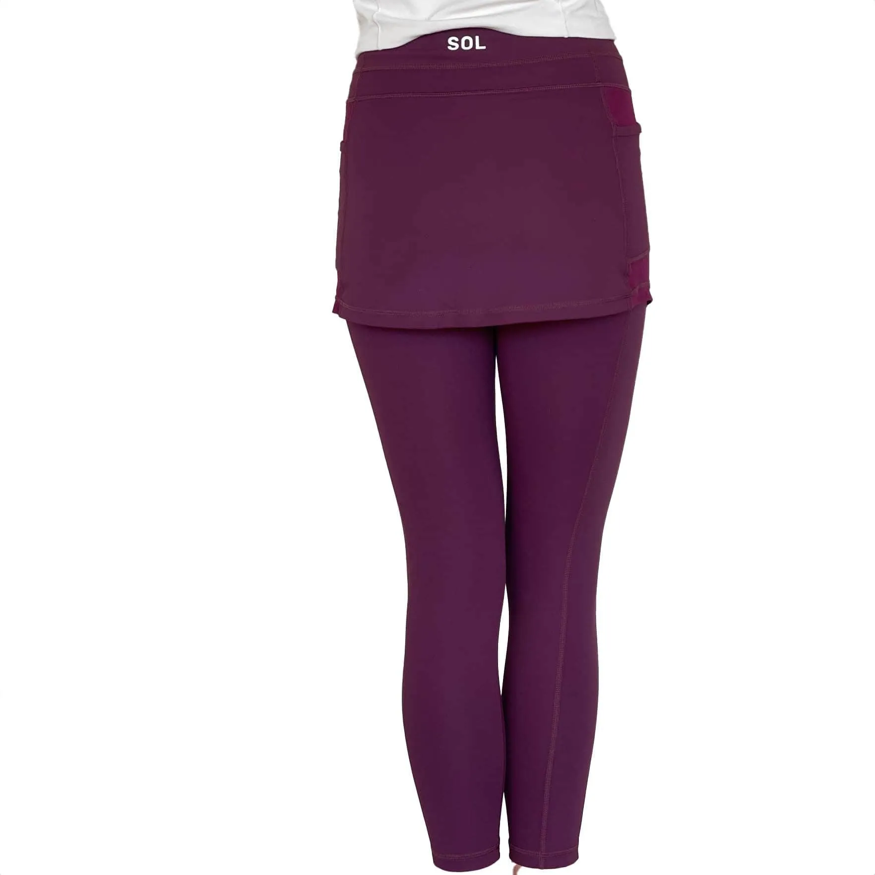Maroon Red 7/8th's Ankle Length Skirted Leggings with Pockets