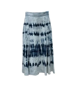 Max Mara Women's Navy Tie & Dye Favetta A-Line Midi Skirt NWT