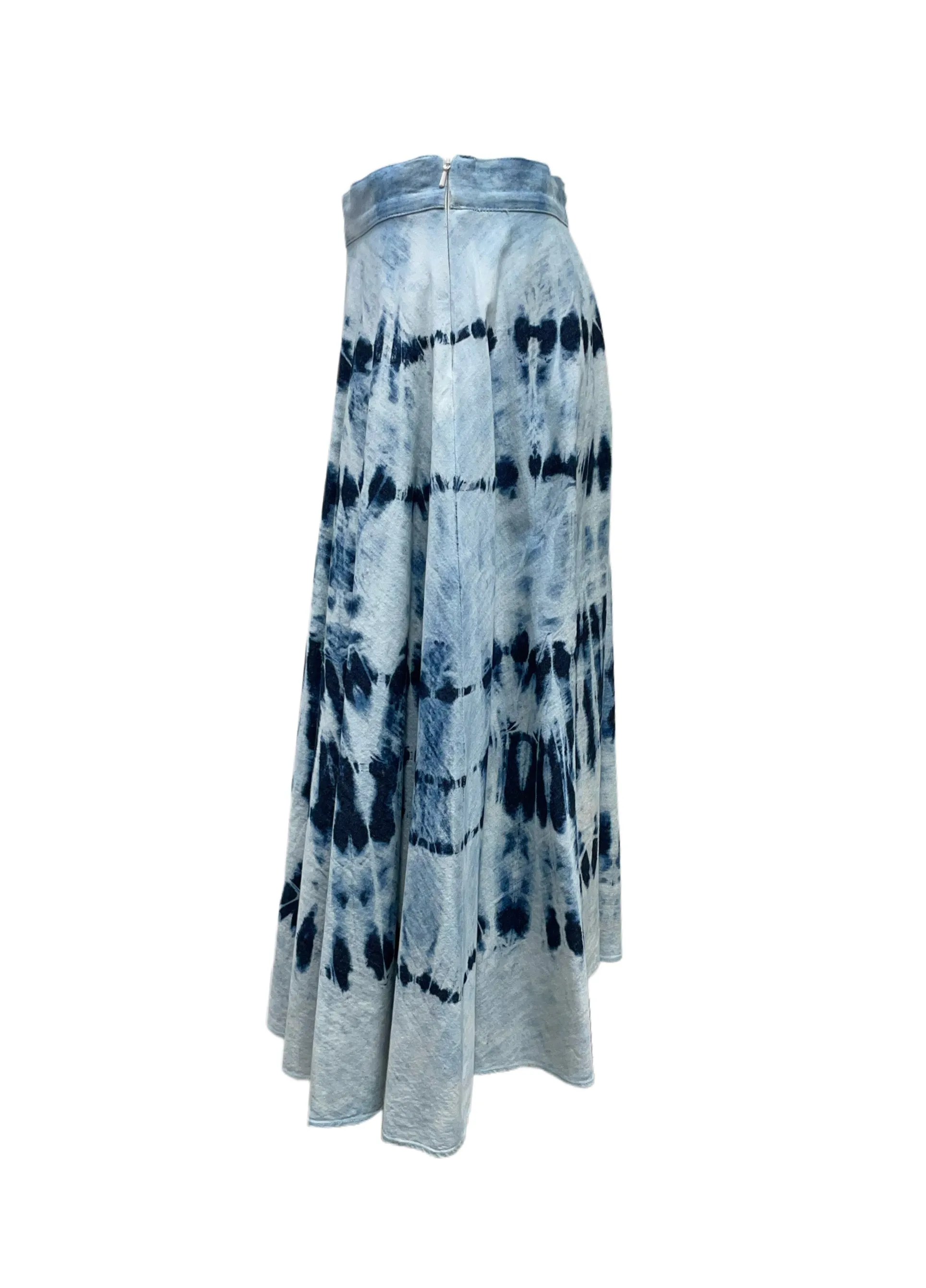 Max Mara Women's Navy Tie & Dye Favetta A-Line Midi Skirt NWT