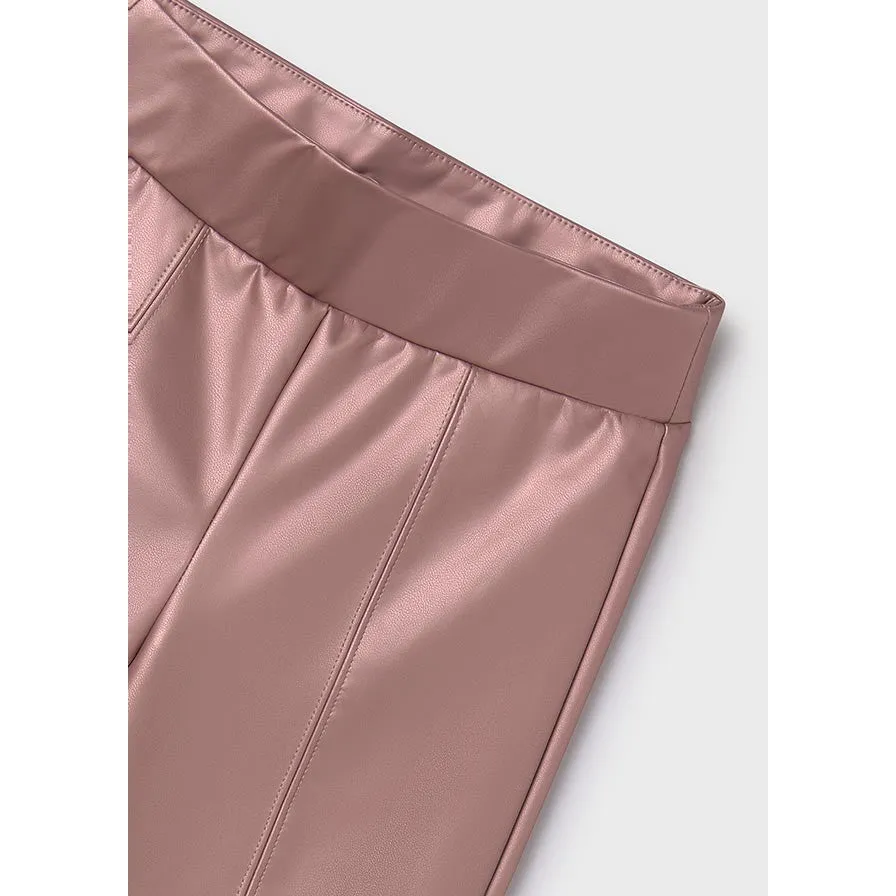 Mayoral Metallic Pale Pink Faux Leather Leggings