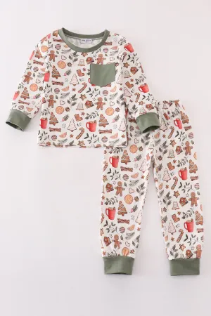 Merry Christmas Print Boy Pajamas Set