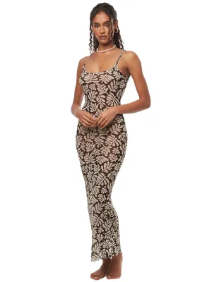 Mesh Scoop Maxi Slip Dress ::RET