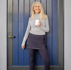 Midnight Dark Navy Blue 7/8th's Ankle Length Skirted Leggings with Pockets