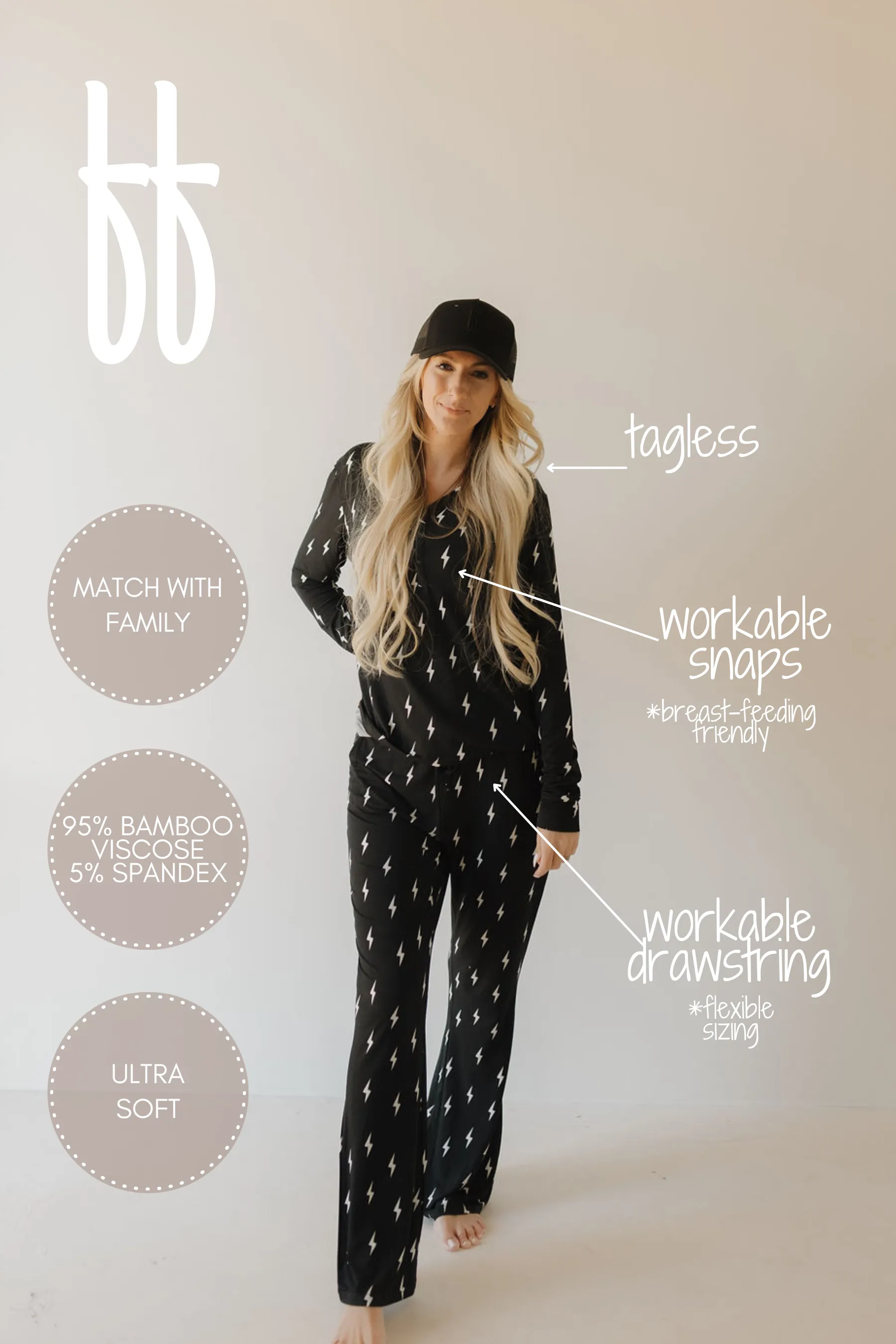 Midnight Lightning Bolt | Women's Bamboo Pajama