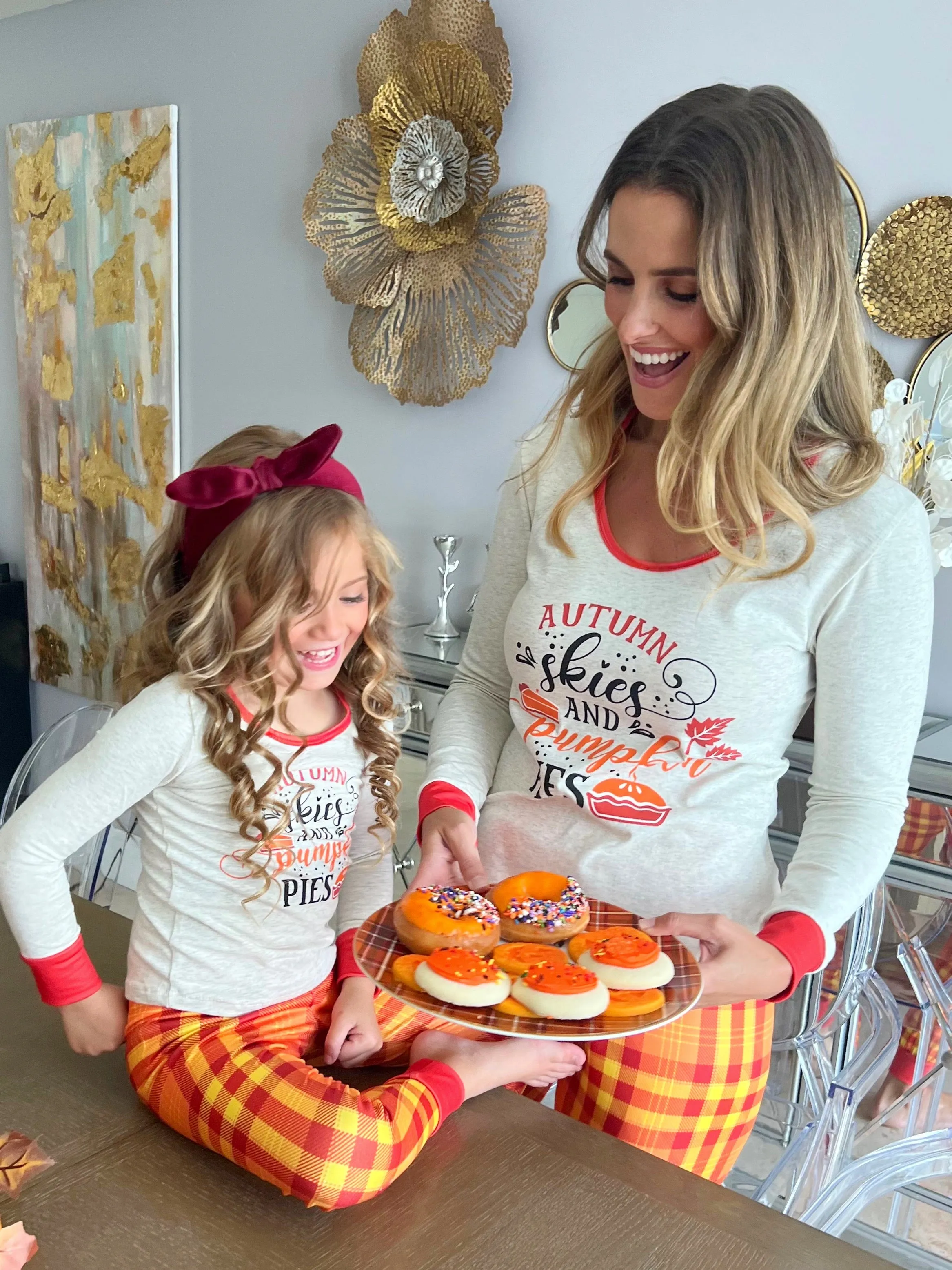 Mommy and Me Autumn Skies and Pumpkin Pies Pajama Set