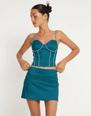 Moray Mini Skirt in Aqua Blue
