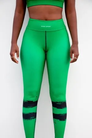 Muthoni Green Print Buttery Soft High Waisted Workout Leggings