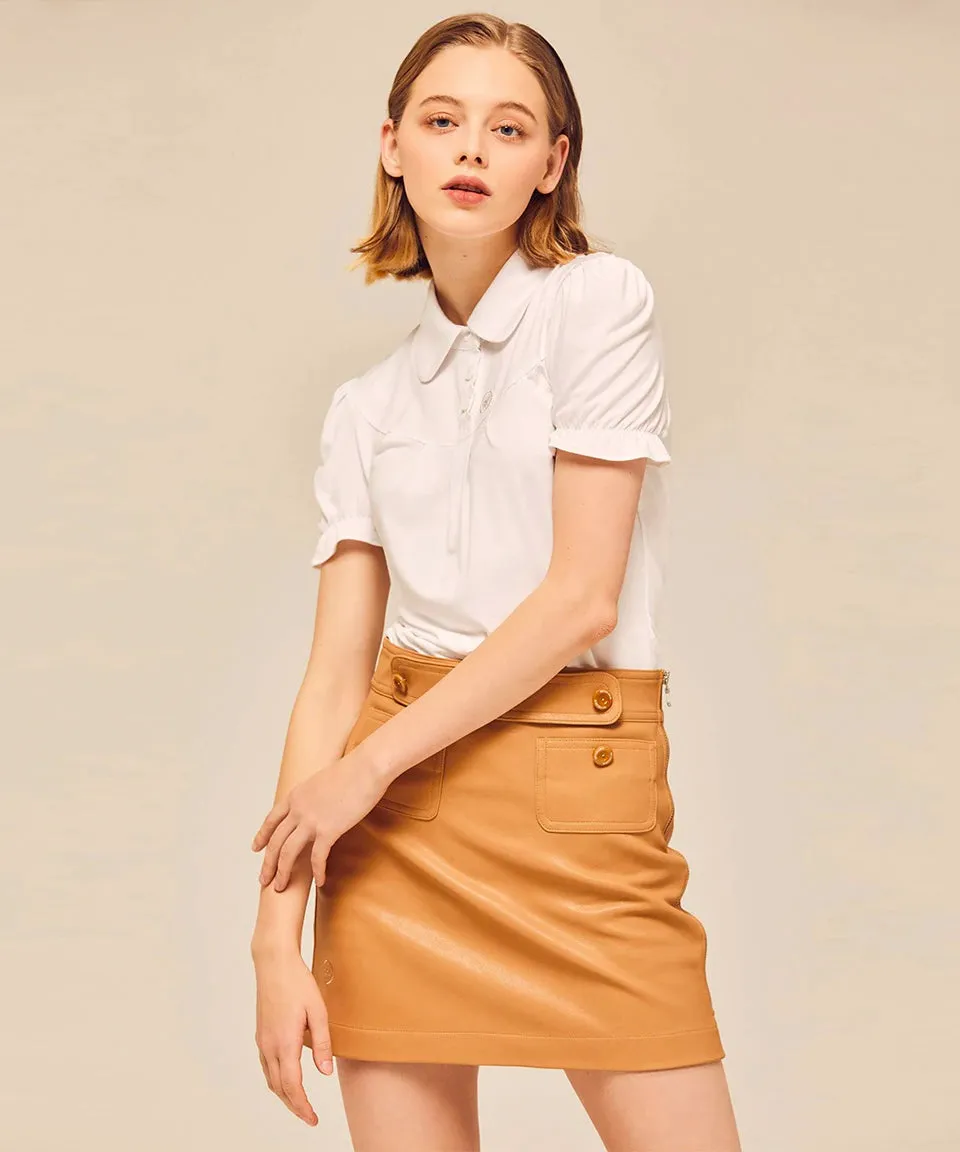 MYCL A-line Leather Skirt Beige
