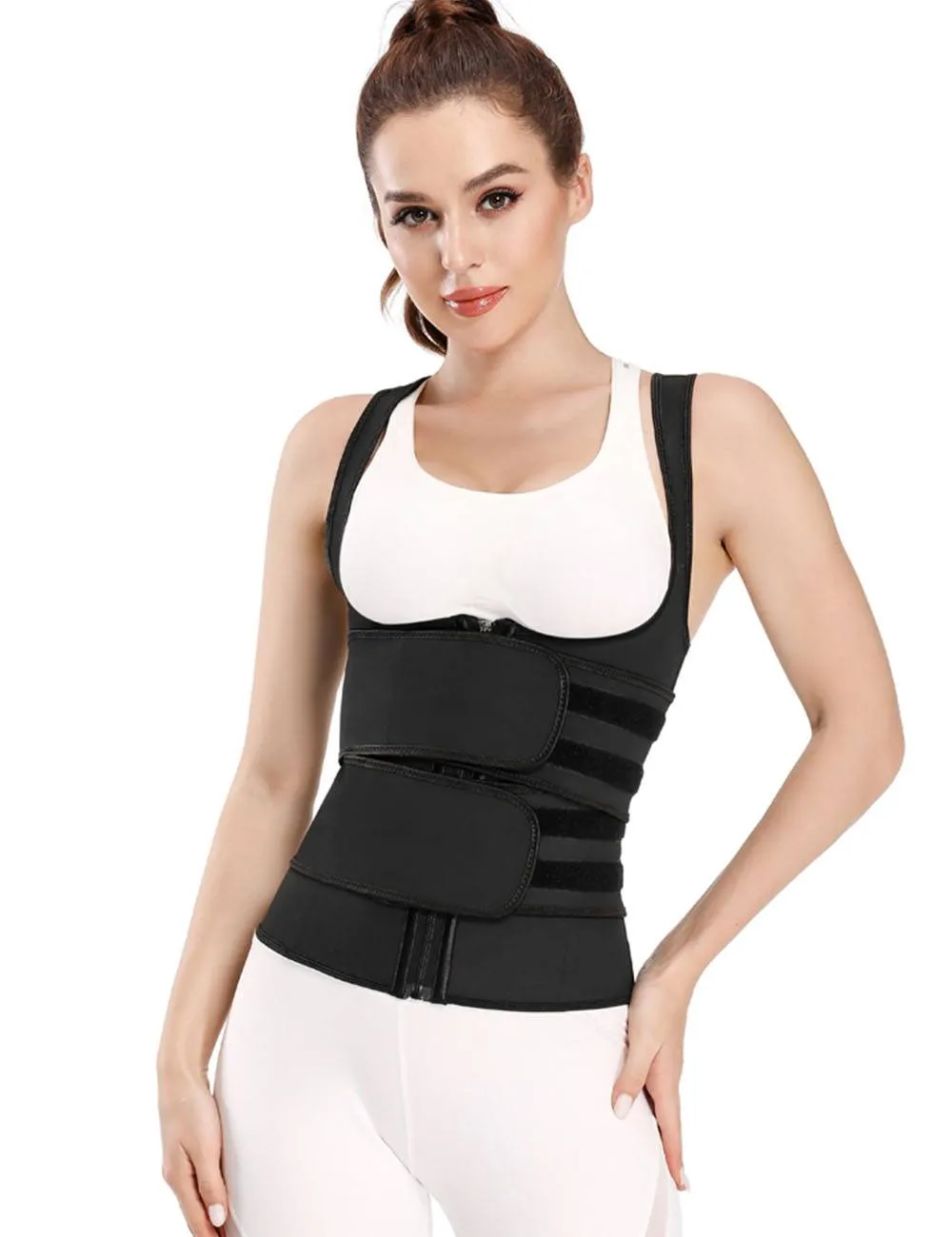 New Latex Zippered Double Belt 9 Steel Bones One-piece Abdomen Vest Sling Shaper