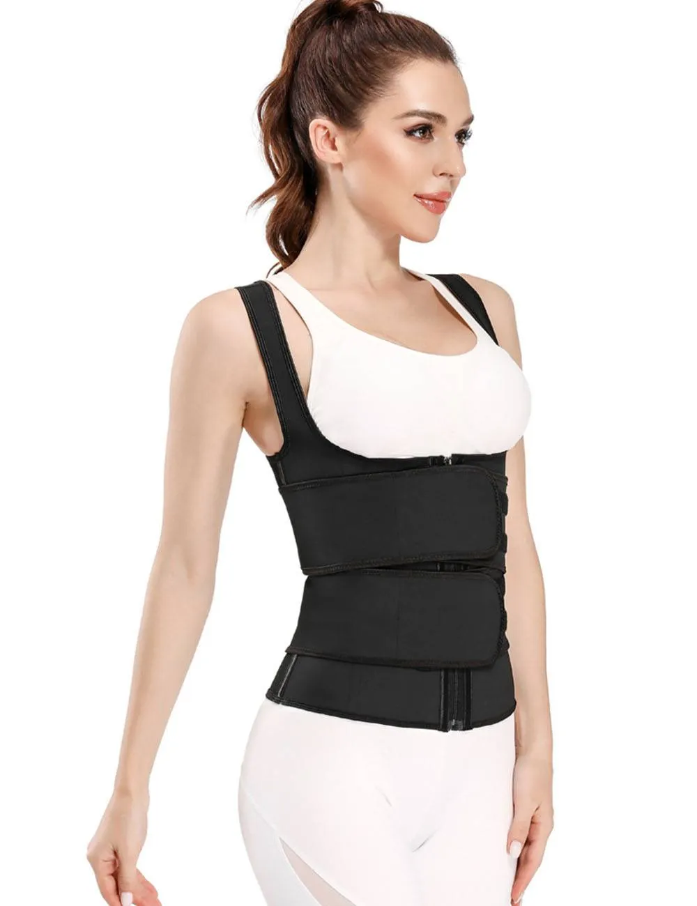 New Latex Zippered Double Belt 9 Steel Bones One-piece Abdomen Vest Sling Shaper