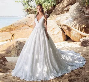 New Special Satin Lace A-line Wedding Dresses  Vestido De Casamento V-neck Backless Bow Wedding Gowns Trouwjurk
